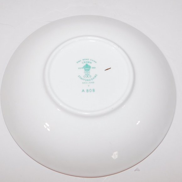 Vintage Staffordshire England Bone China Tea Cup & Saucer Green Vines - Picture 8 of 11